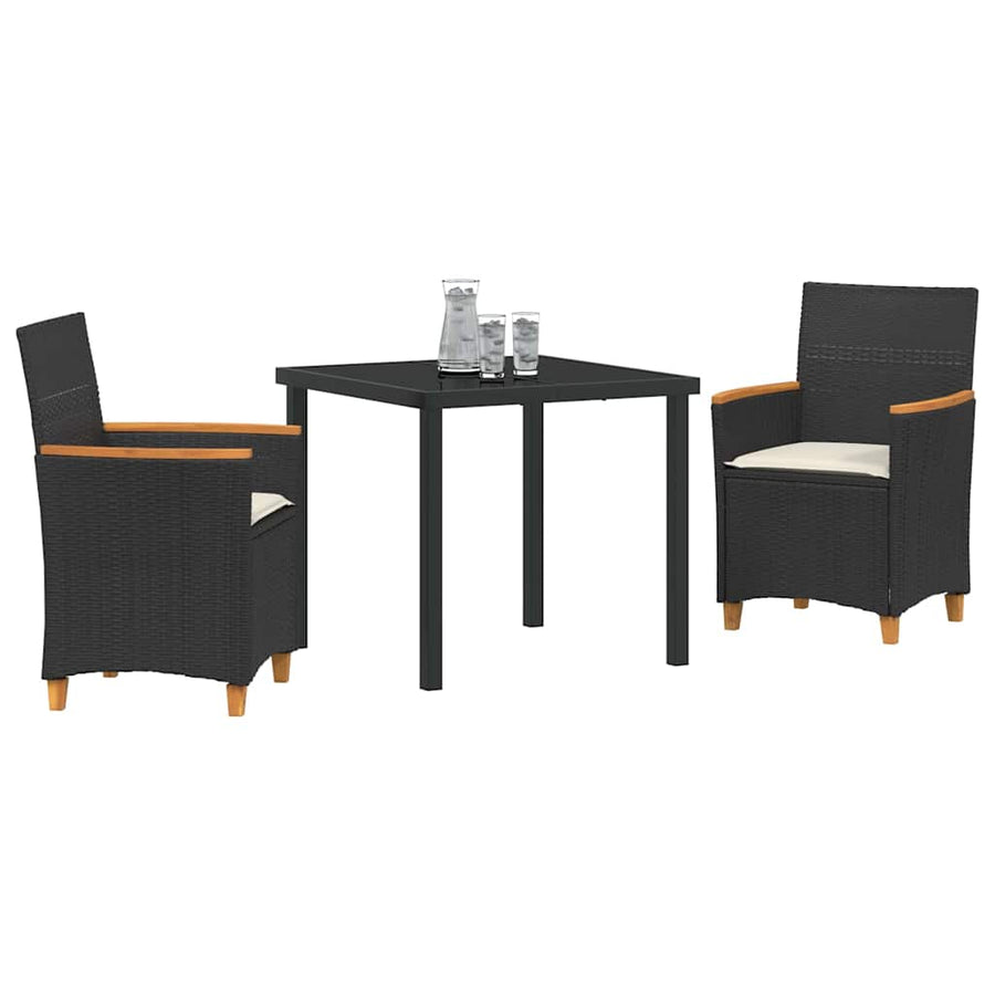 Garden Dining Set 3 pcs Black Poly Rattan