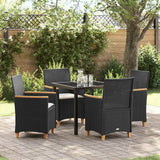 Garden Dining Set 5 pcs Black Poly Rattan