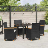 Garden Dining Set 5 pcs Black Poly Rattan