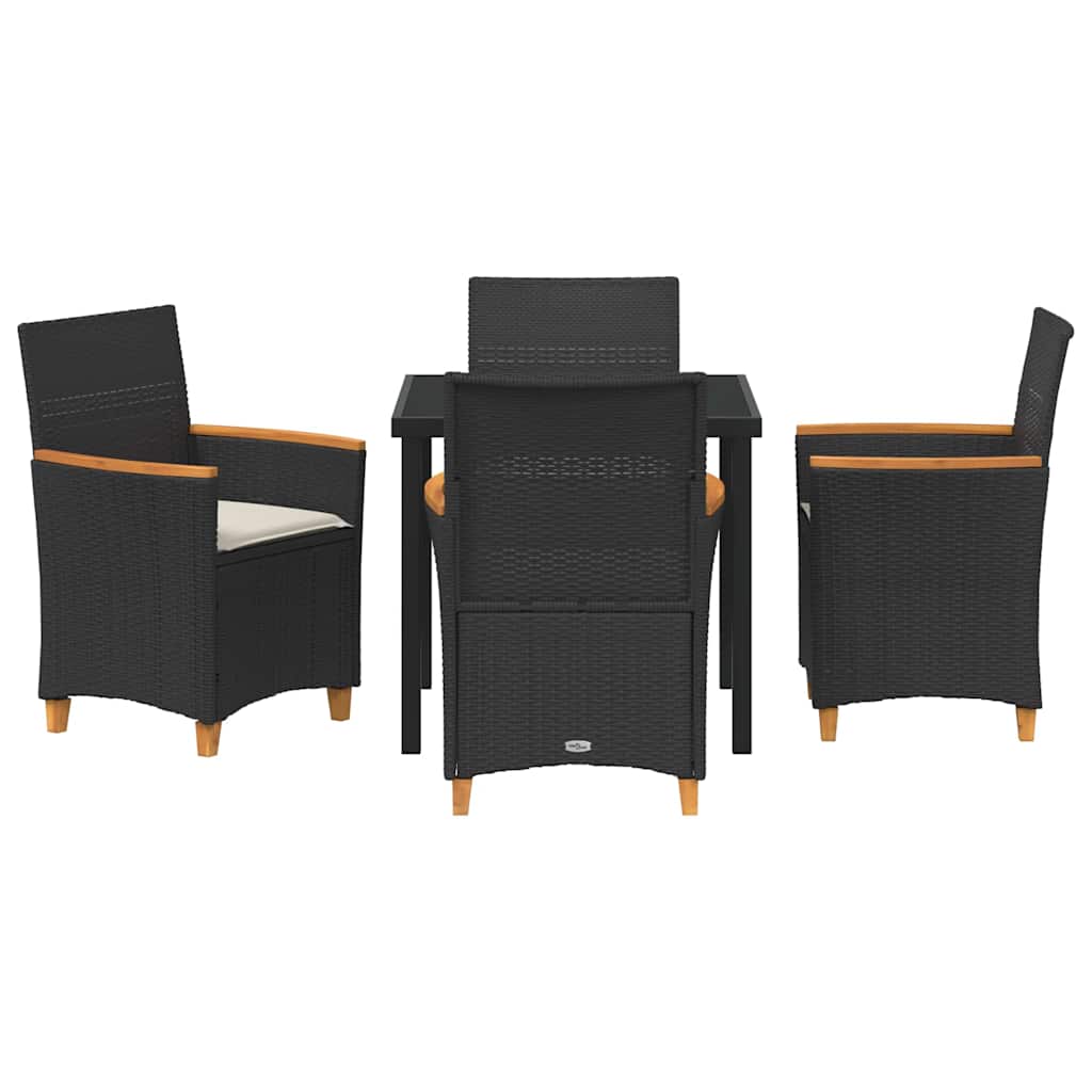 Garden Dining Set 5 pcs Black Poly Rattan
