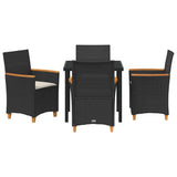 Garden Dining Set 5 pcs Black Poly Rattan
