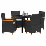 Garden Dining Set 5 pcs Black Poly Rattan - Side View
