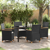 Garden Dining Set 5 pcs Black Poly Rattan