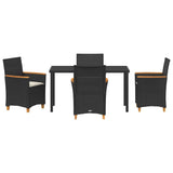 Garden Dining Set 5 pcs Black Poly Rattan