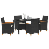 Garden Dining Set 5 pcs Black Poly Rattan - Side View