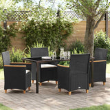 Garden Dining Set 5 pcs Black Poly Rattan