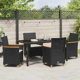 Garden Dining Set 5 pcs Black Poly Rattan - Top-Down View