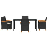 Garden Dining Set 5 pcs Black Poly Rattan - Close-Up Angle