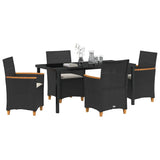 Garden Dining Set 5 pcs Black Poly Rattan