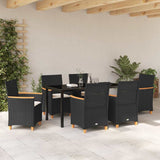 Garden Dining Set 7 pcs Black Poly Rattan - Top-Down View