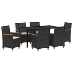 Garden Dining Set 7 pcs Black Poly Rattan