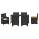 Garden Dining Set 7 pcs Black Poly Rattan - Close-Up Angle