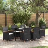 Garden Dining Set 7 pcs Black Poly Rattan