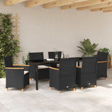 Garden Dining Set 7 pcs Black Poly Rattan - Top-Down View