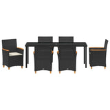 Garden Dining Set 7 pcs Black Poly Rattan - Close-Up Angle