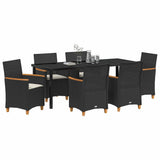Garden Dining Set 7 pcs Black Poly Rattan