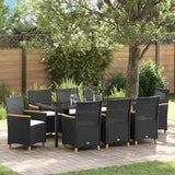 Garden Dining Set 9 pcs Black Poly Rattan