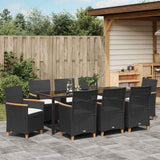 Garden Dining Set 9 pcs Black Poly Rattan - Top-Down View