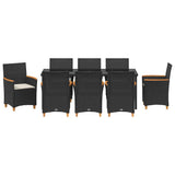 Garden Dining Set 9 pcs Black Poly Rattan