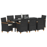 Garden Dining Set 9 pcs Black Poly Rattan - Side View