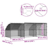 Chicken Cage 3 pcs Silver 600 x 200 x 200 cm Steel and PE - Low Angle