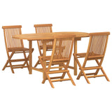 Garden Dining Set 5 pcs Brown Solid teak wood - Front View