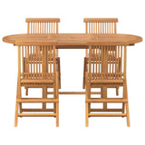 Garden Dining Set 5 pcs Brown 160 x 80 x 75 cm Solid teak wood - Low Angle