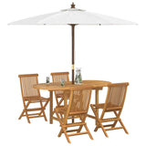 Garden Dining Set 5 pcs Brown Solid teak wood - Side View