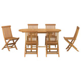 Garden Dining Set 7 pcs Brown Solid teak wood