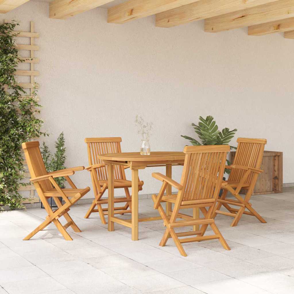 Garden Dining Set 5 pcs Brown 160 x 80 x 75 cm Solid teak wood