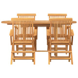 Garden Dining Set 5 pcs Brown 160 x 80 x 75 cm Solid teak wood - Low Angle