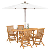 Garden Dining Set 5 pcs Brown Solid teak wood - Front View