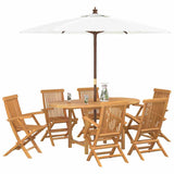 Garden Dining Set 7 pcs Brown 160 x 80 x 75 cm Solid teak wood - Side View