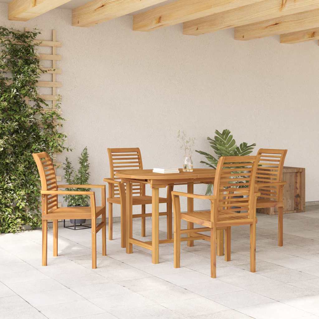 Garden Dining Set 5 pcs Brown Solid teak wood