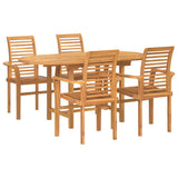 Garden Dining Set 5 pcs Brown Solid teak wood - Front View