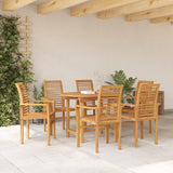Garden Dining Set 7 pcs Brown Solid teak wood - Top-Down View