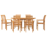 Garden Dining Set 7 pcs Brown Solid teak wood - Low Angle