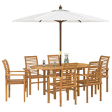 Garden Dining Set 7 pcs Brown Solid teak wood - Side View