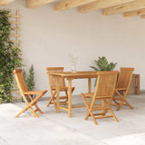 Garden Dining Set 5 pcs Brown 160 x 80 x 75 cm Solid teak wood - Top-Down View