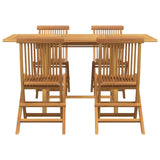Garden Dining Set 5 pcs Brown 160 x 80 x 75 cm Solid teak wood - Low Angle