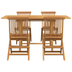 Garden Dining Set 5 pcs Brown Solid teak wood