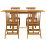 Garden Dining Set 5 pcs Brown Solid teak wood - Rear View