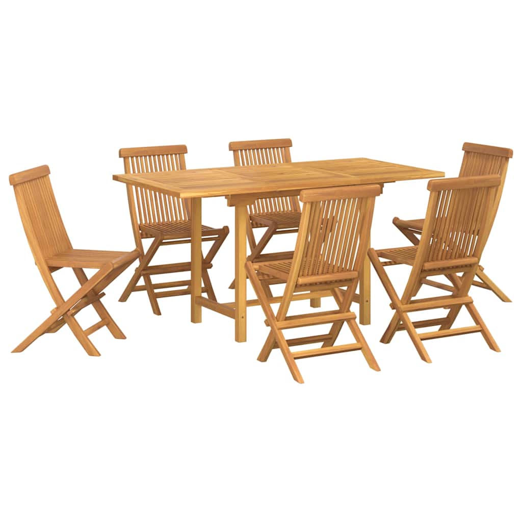 Garden Dining Set 7 pcs Brown 160 x 80 x 75 cm Solid teak wood