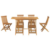 Garden Dining Set 7 pcs Brown 160 x 80 x 75 cm Solid teak wood - Low Angle