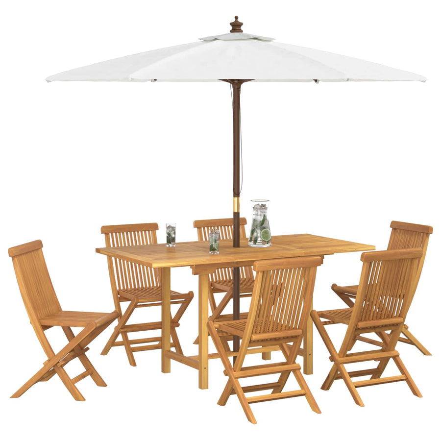 Garden Dining Set 7 pcs Brown Solid teak wood