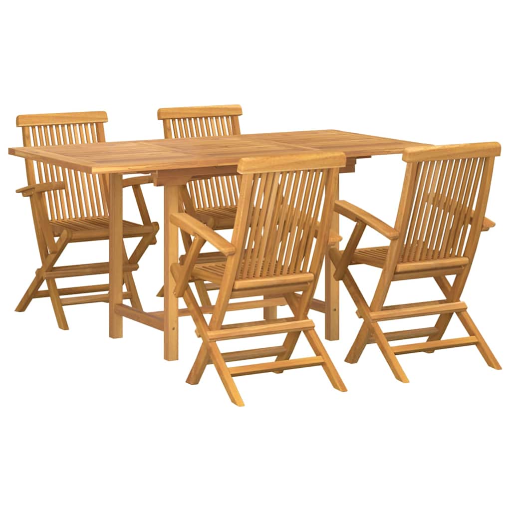 Garden Dining Set 5 pcs Brown 160 x 80 x 75 cm Solid teak wood