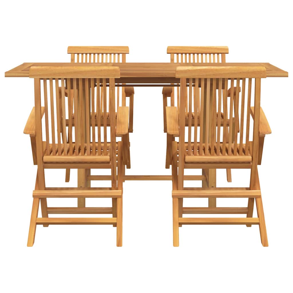 Garden Dining Set 5 pcs Brown 160 x 80 x 75 cm Solid teak wood