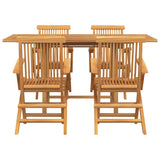 Garden Dining Set 5 pcs Brown 160 x 80 x 75 cm Solid teak wood - Low Angle