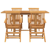 Garden Dining Set 5 pcs Brown Solid teak wood - Side View
