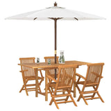 Garden Dining Set 5 pcs Brown 160 x 80 x 75 cm Solid teak wood - Side View